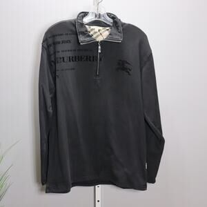 Burberry Brit Black Quarter Zip Pullover XL Nova Check Collar